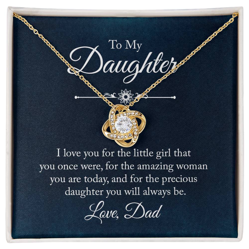 To My Daughter Love Knot Necklace and Charm Christmas Gift from Dad