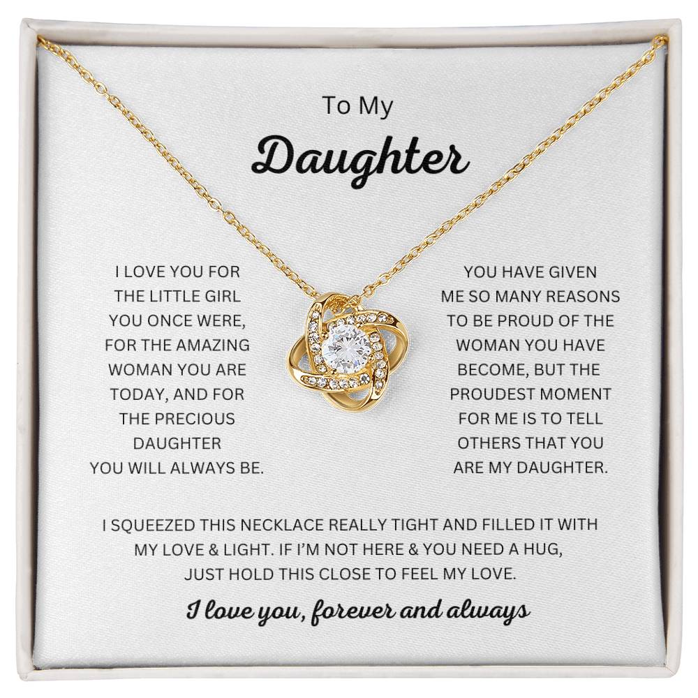 To My Daughter Love Knot Necklace and Pendant Charm