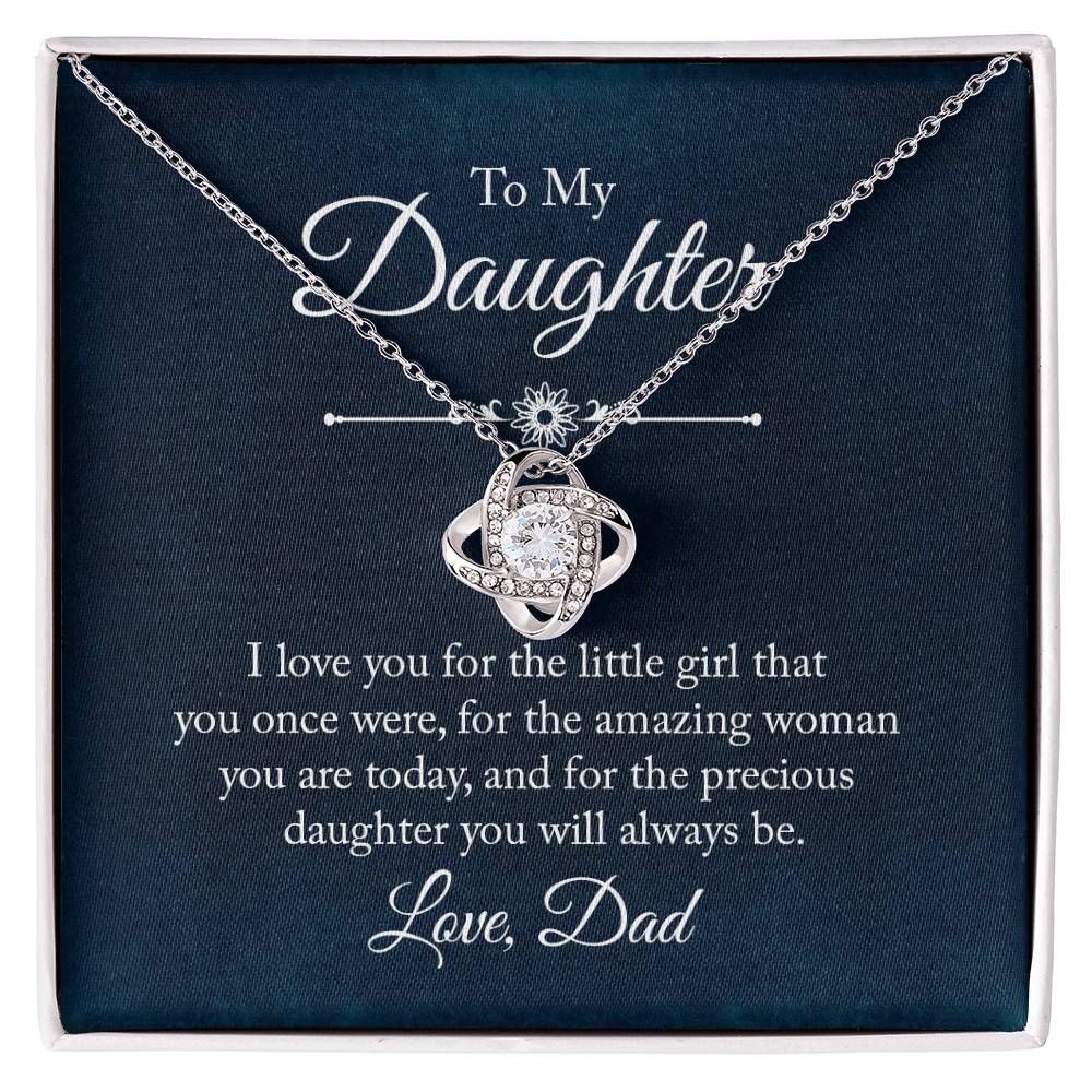 To My Daughter Love Knot Necklace and Charm Christmas Gift from Dad