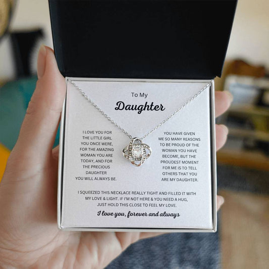 To My Daughter Love Knot Necklace and Pendant Charm