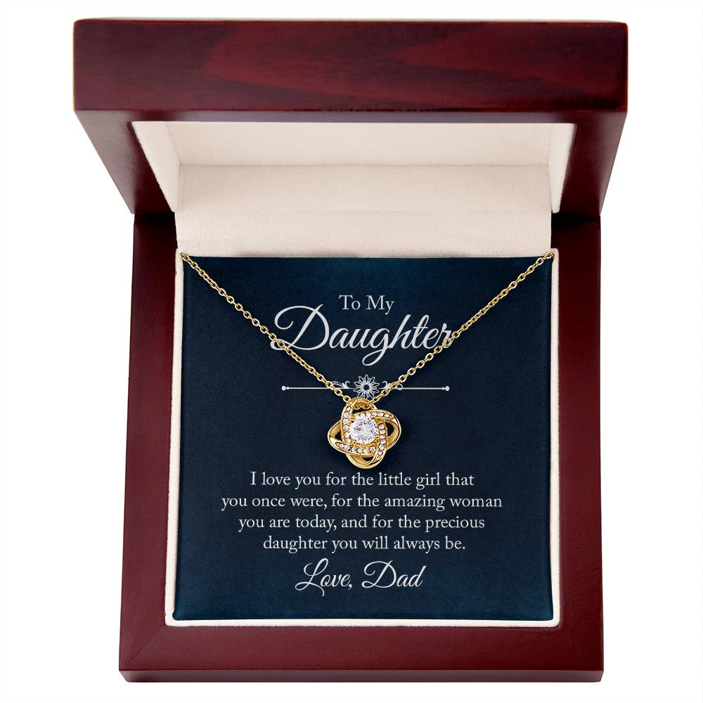 To My Daughter Love Knot Necklace and Charm Christmas Gift from Dad