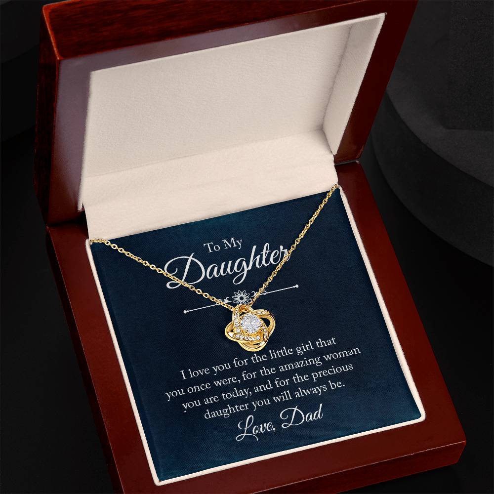 To My Daughter Love Knot Necklace and Charm Christmas Gift from Dad