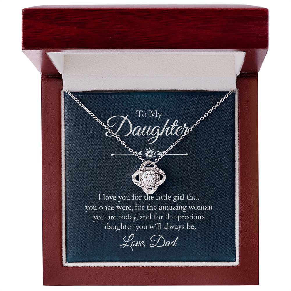 To My Daughter Love Knot Necklace and Charm Christmas Gift from Dad