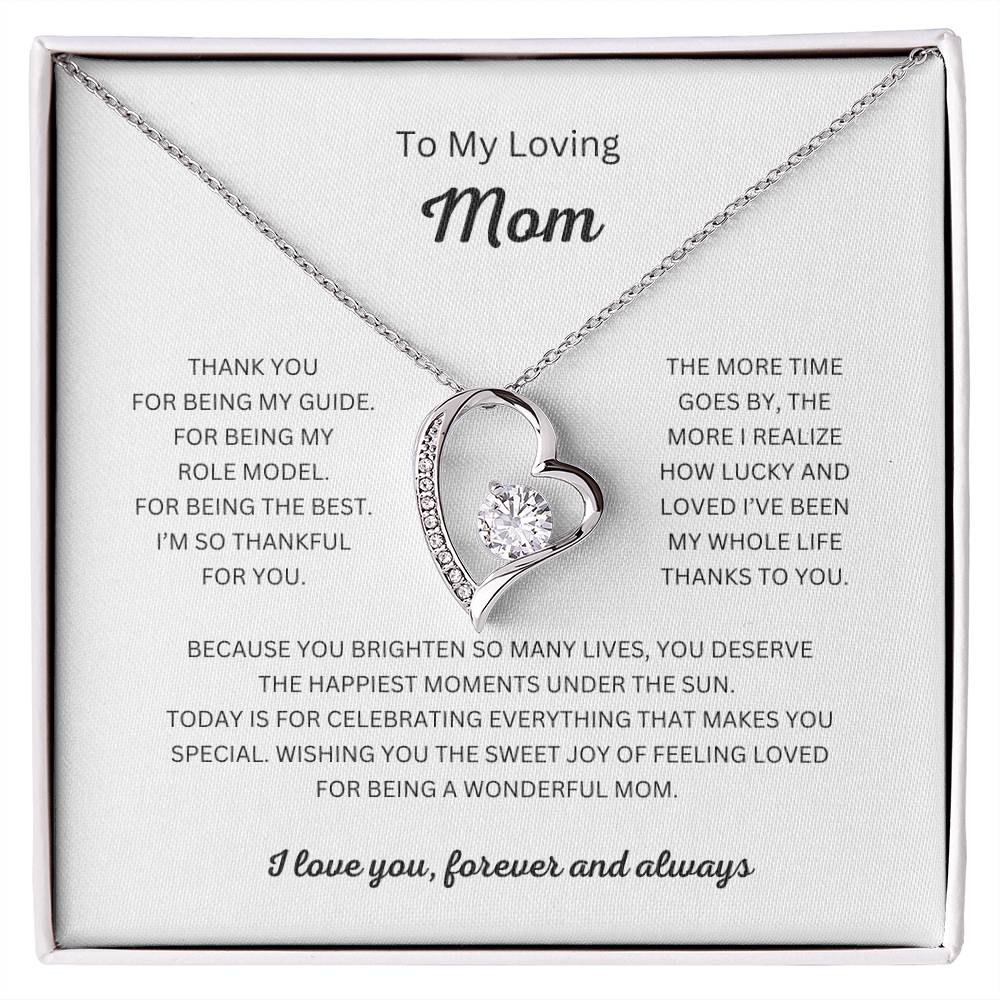 To My Loving Mom Heart Necklace and Pendant