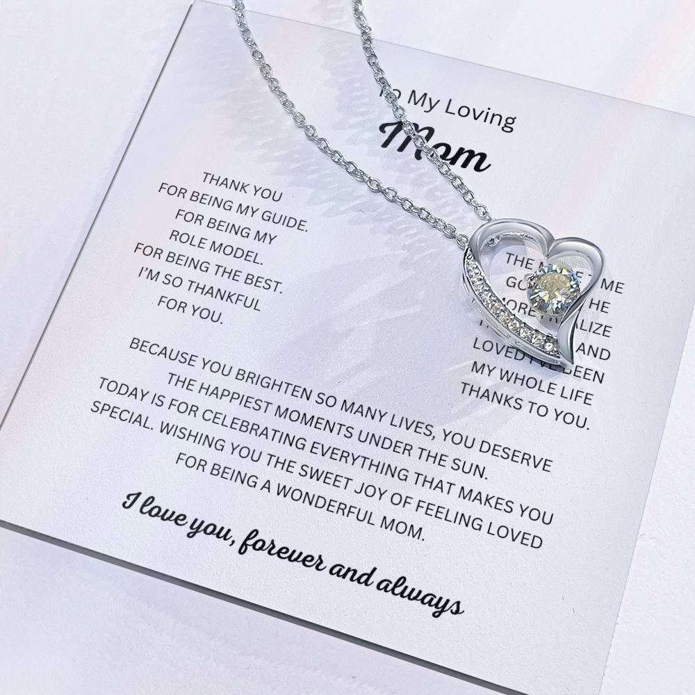 To My Loving Mom Heart Necklace and Pendant