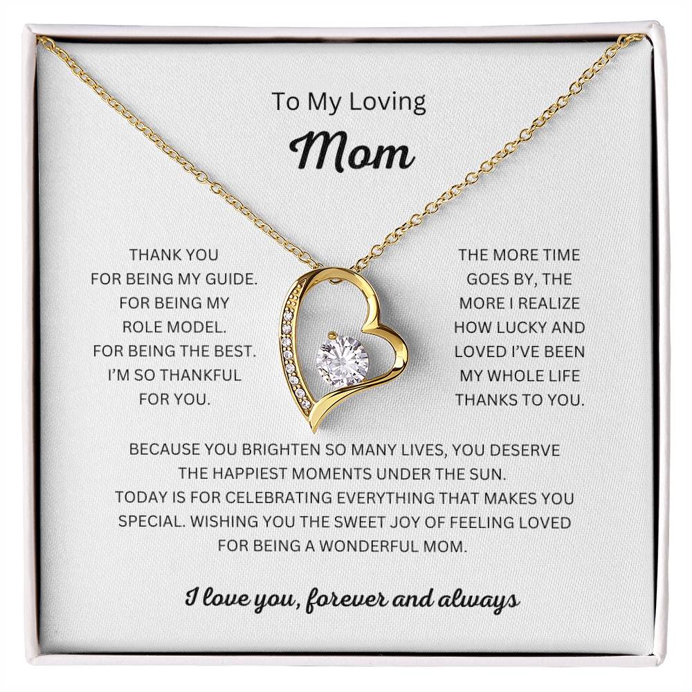 To My Loving Mom Heart Necklace and Pendant