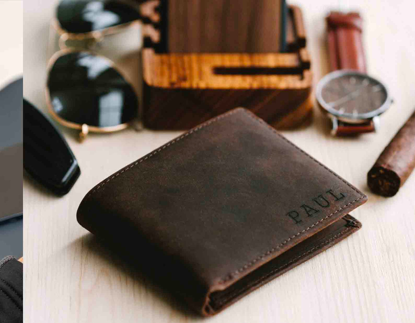 Leather Wallet Personalized, Engraved Genuine Leather Custom Wallet, Husband, Boyfriend, Men, Father, Dad rfid Gift For Him, Groomsmen Gift